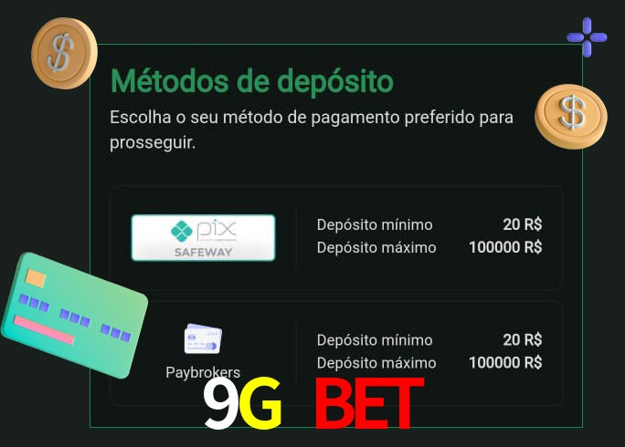 O cassino 9G Bet oferece uma grande variedade de métodos de pagamento